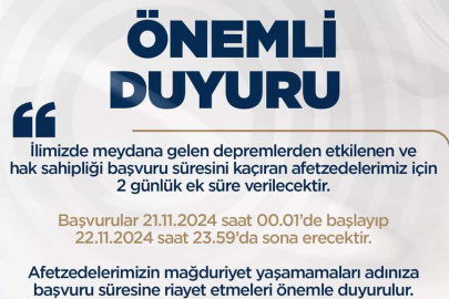 "Çağlayancerit  ilçemizde  hak sahipliği için  ek süre